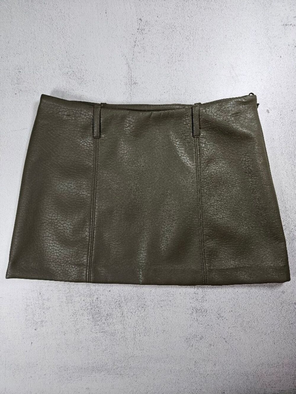 NWOT H&M Divided Olive Green Faux Leather Mini Skirt Size 2